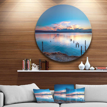 Bright Blue Sky and Blue Waters - Sea & Shore Round Metal Wall Art